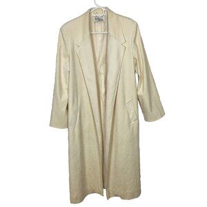 Vintage 70s Adolph Schuman For Lilli Ann Faux Suede Trench Coat  Ivory Cream